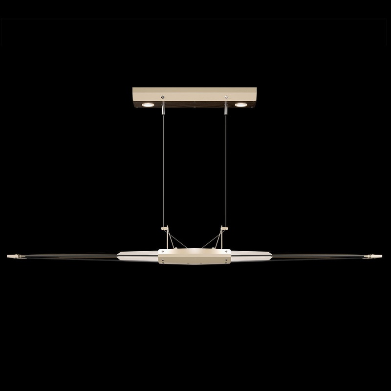 Blade 52.125″W Linear Pendant Champagne/Dark Walnut