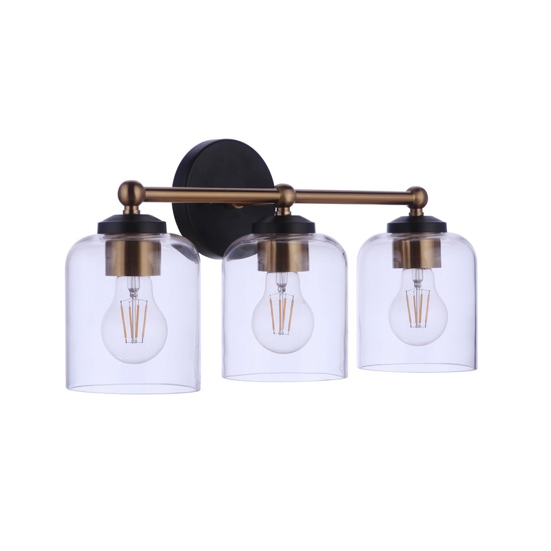 Craftmade 18719FBSB3 Coppa Three Light Vanity Flat Black/Satin Brass