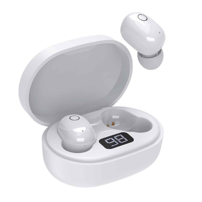 Laser TWS Mini ENC Earbuds LED Display White