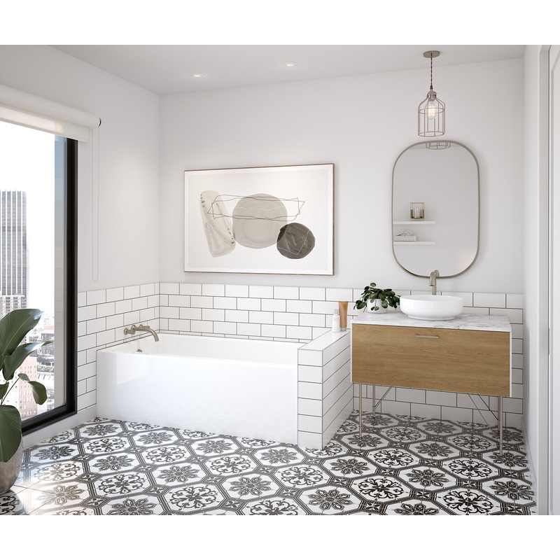 MAAX 105816-000-001-102 Rubix 6030 AFR Acrylic Alcove Right-Hand Drain Bathtub in White