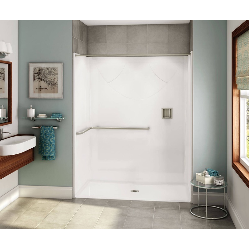 MAAX 106072-000-002-112 OPS-6030-RS – ADA L-Bar AcrylX Alcove Center Drain One-Piece Shower in White
