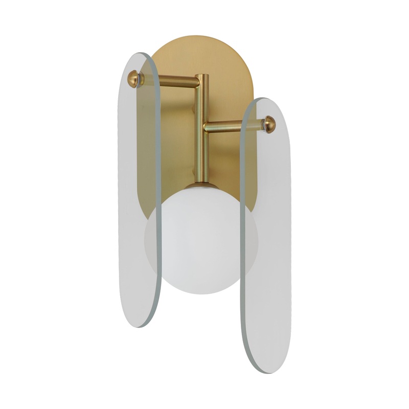 Megalith LED Wall Sconce Natural Aged Brass Mirror Smoke Glass