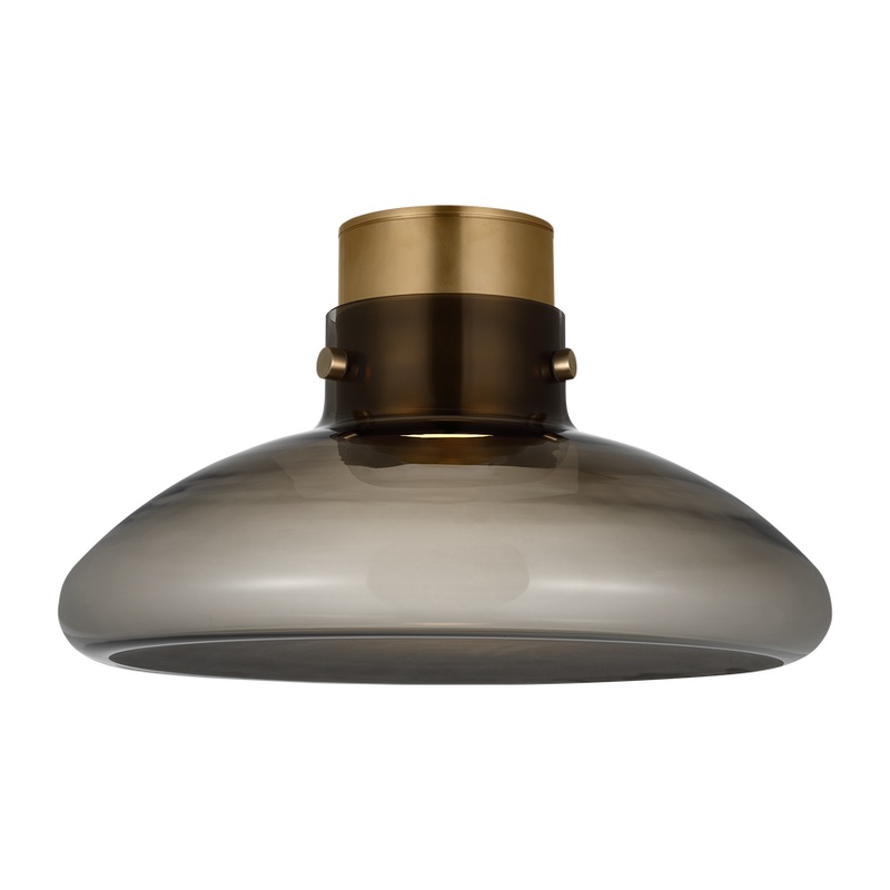 Morgan 18 Flush Mount Hand-Rubbed Antique Brass with Smoke Glass
