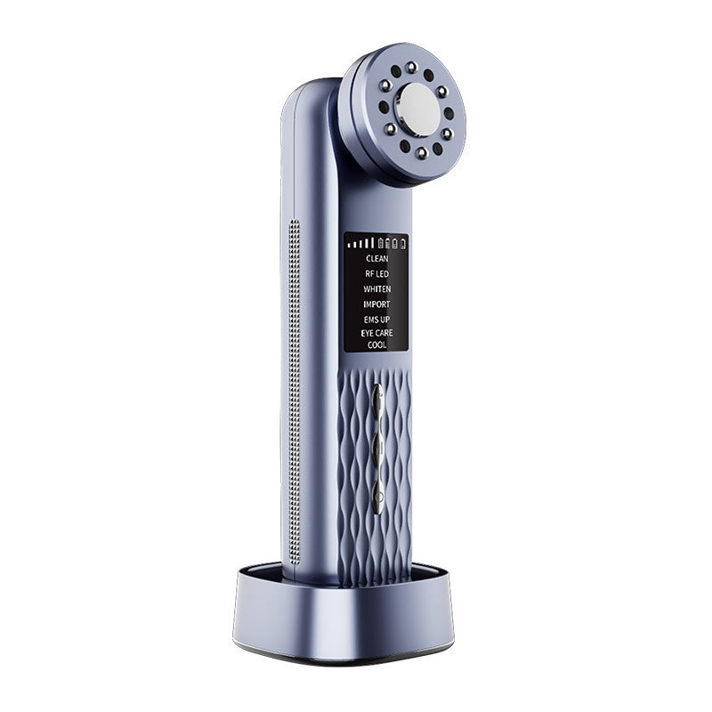 Multi-Functional Facial Beauty Device – Ultrasonic, EMS, RF LED, Cool Therapy & Eye Care(blue)