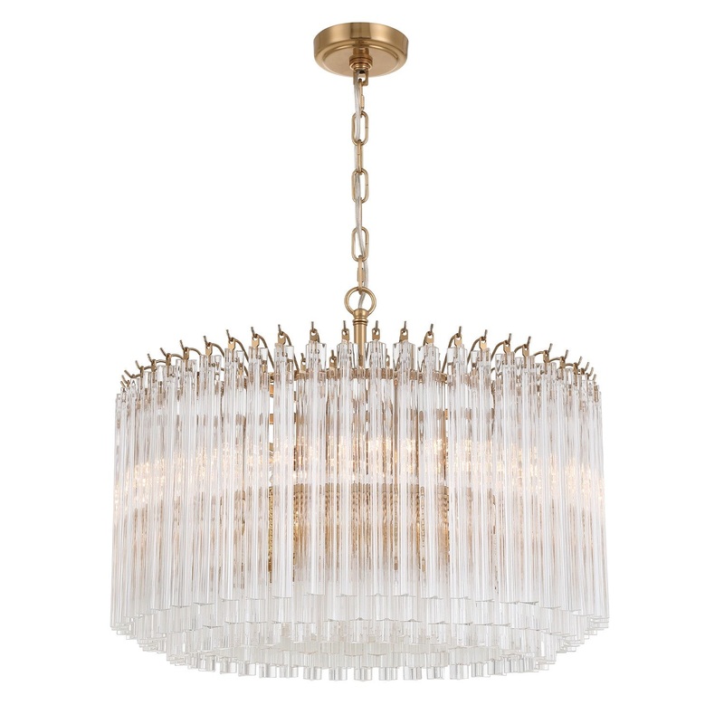 Seven Light Chandelier from the Lofton Collection in Aged Brass Finish by Crystorama