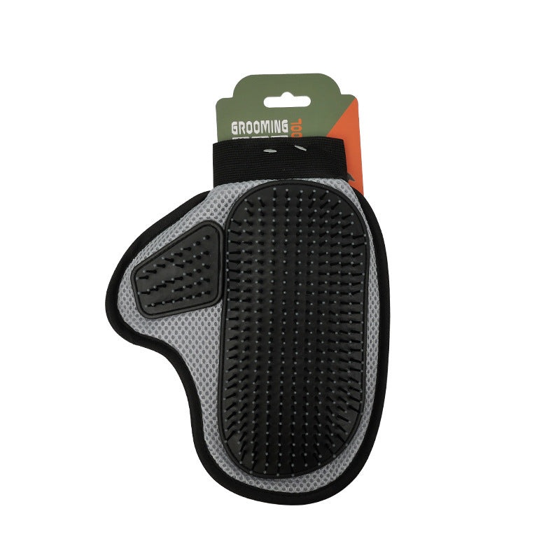 2 Pcs Grey And Black Pet Grooming Glove – Gentle Deshedding & Massage Mitt for Dogs & Cats, Efficient Fur Remover