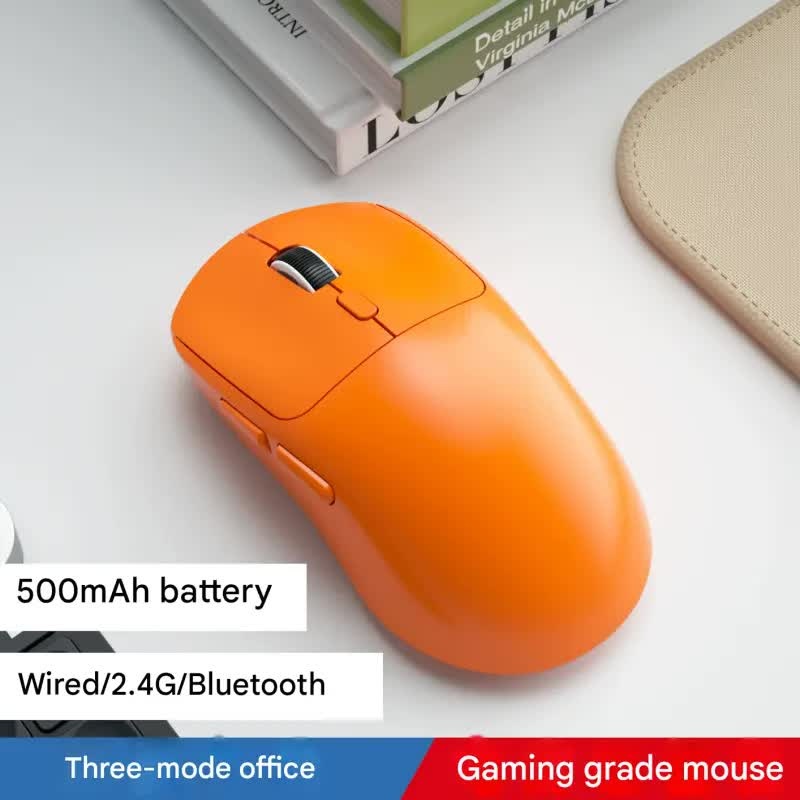 75g Ultra-Lightweight Tri-Mode Wireless Gaming Mouse – 1000Hz Polling Rate, 120-Hour Battery(orange)