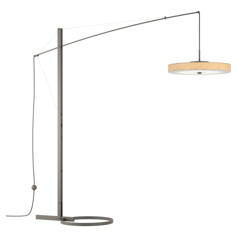 Disq Arc LED Floor Lamp Natural Iron Cork Shade (SG)