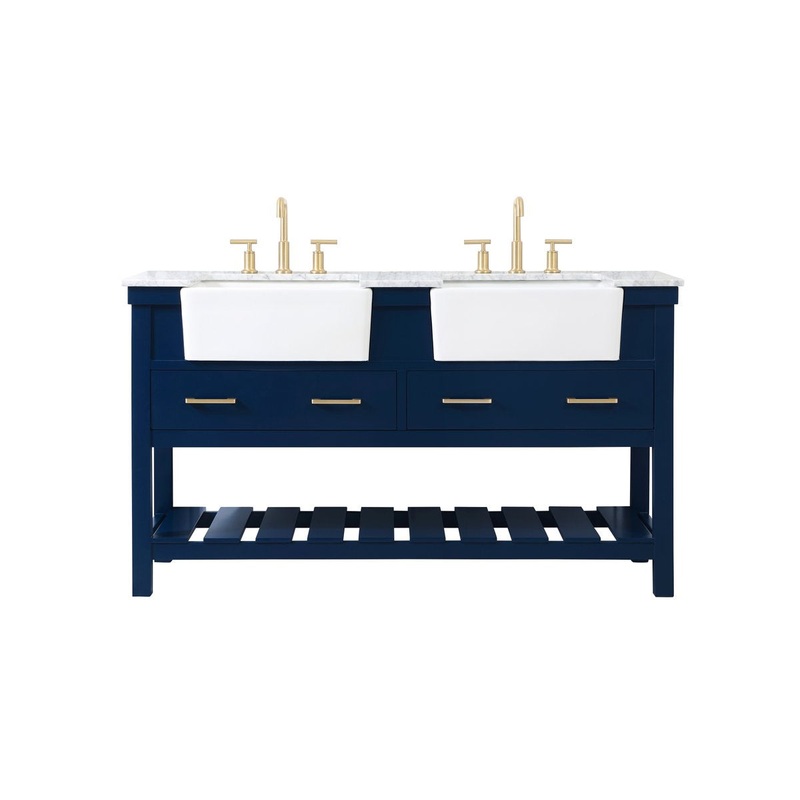Double Bathroom Vanity from the Clement Collection in Blue Finish by Elegant Lighting