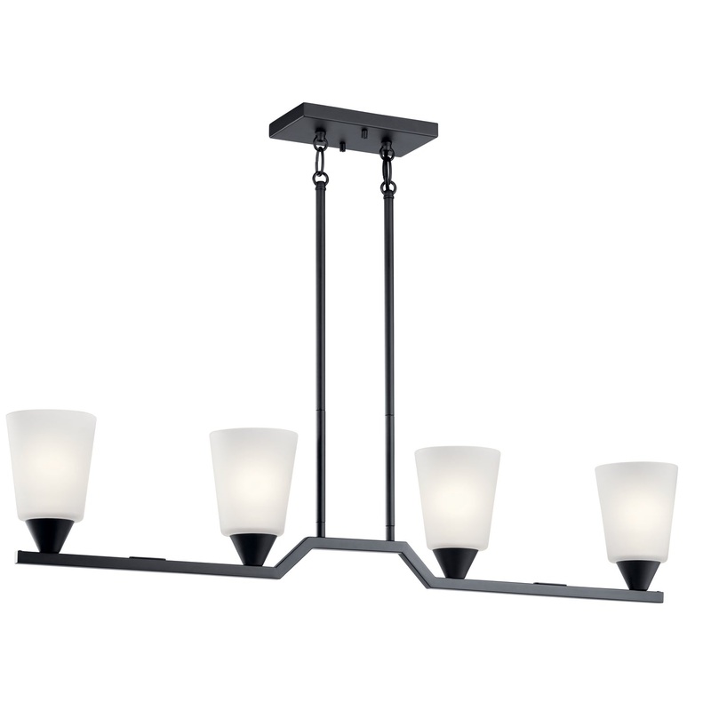 Four Light Linear Chandelier from the Skagos Collection in Black Finish by Kichler