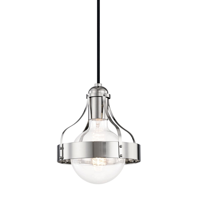One Light Pendant from the Violet Collection in Polished Nickel Finish by Mitzi