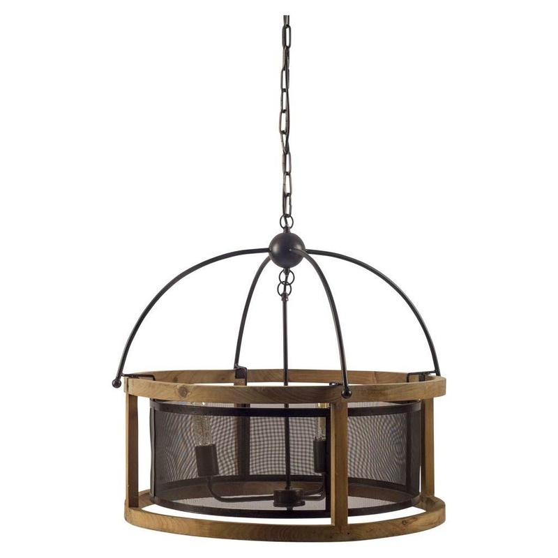Penhill Chandelier Black Metal | Brown Wood