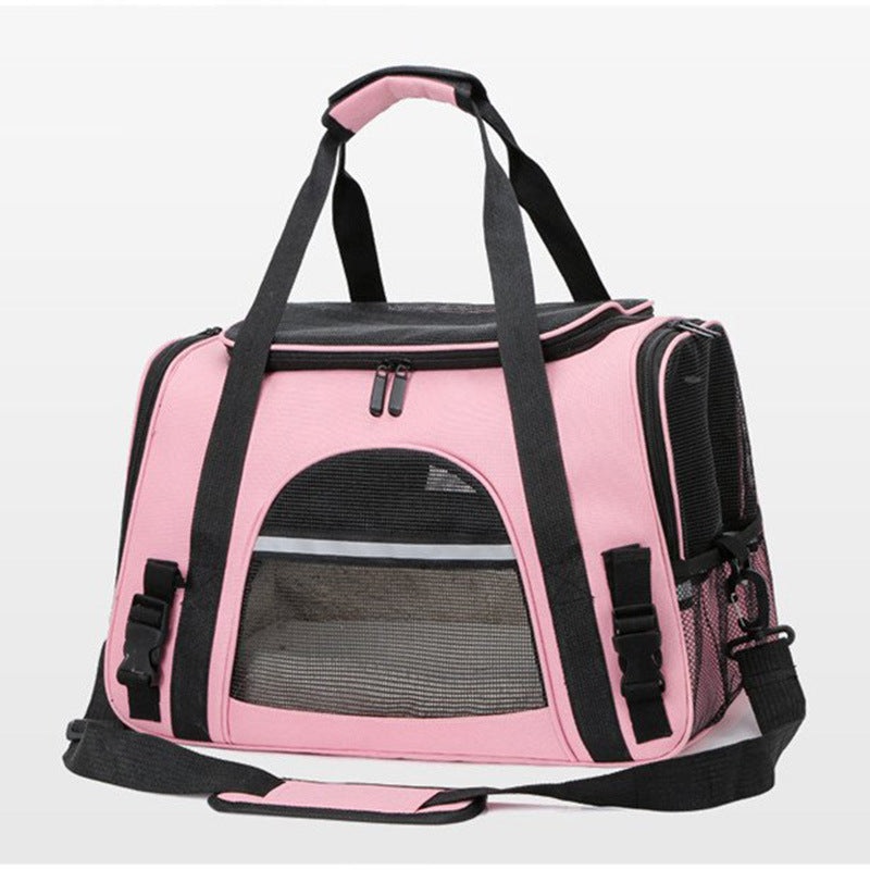 Portable Pet Bag for Small Dogs and Cats – Light pink Travel Tote with Pet Mat (44x25x28cm)
