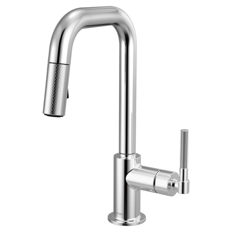 Prep Faucet Litze 1 Knurled Handle ADA Polished Chrome Pull Down Dual Function Square 360 DEG Swivel 1.8 Gallons per Minute