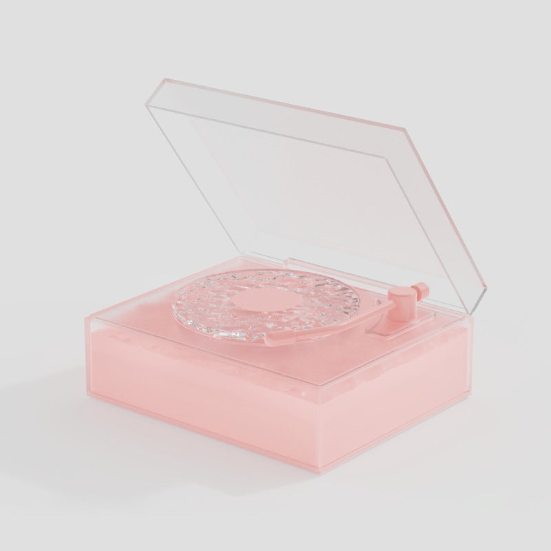 Retro Vinyl Bluetooth Speaker with Water Ripple Light Projection & 360 Surround Sound(pink)