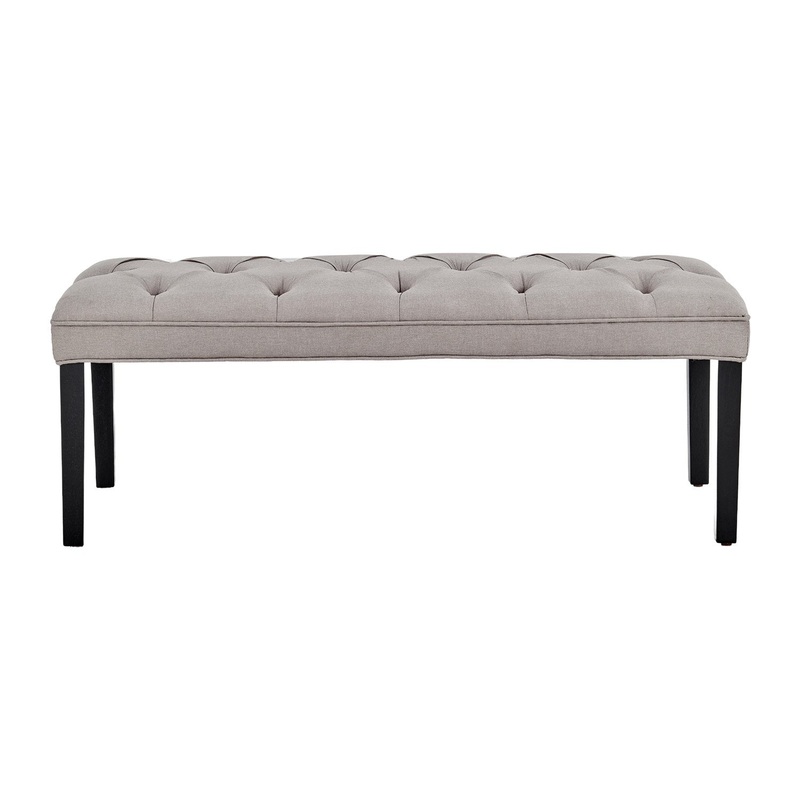 Sarantino Cate Button-tufted Upholstered Bench With Tapered Legs By Sarantino – Light Grey
