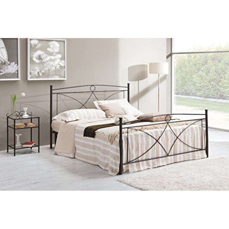 Sedam Srl Letto Matrimoniale, Ferro BATTUTO, Modello Aurora, 100% Made in Italy (Antracite)