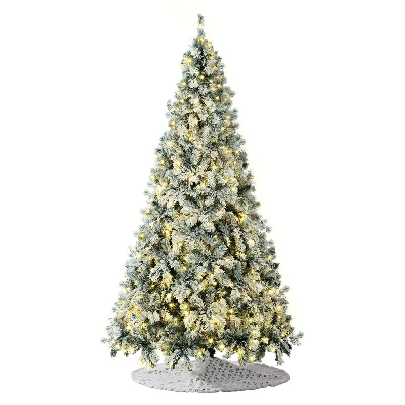 Tinseltown LED Christmas Tree 2.1M 7FT with Tree Skirt Light Snow-sprayed Green