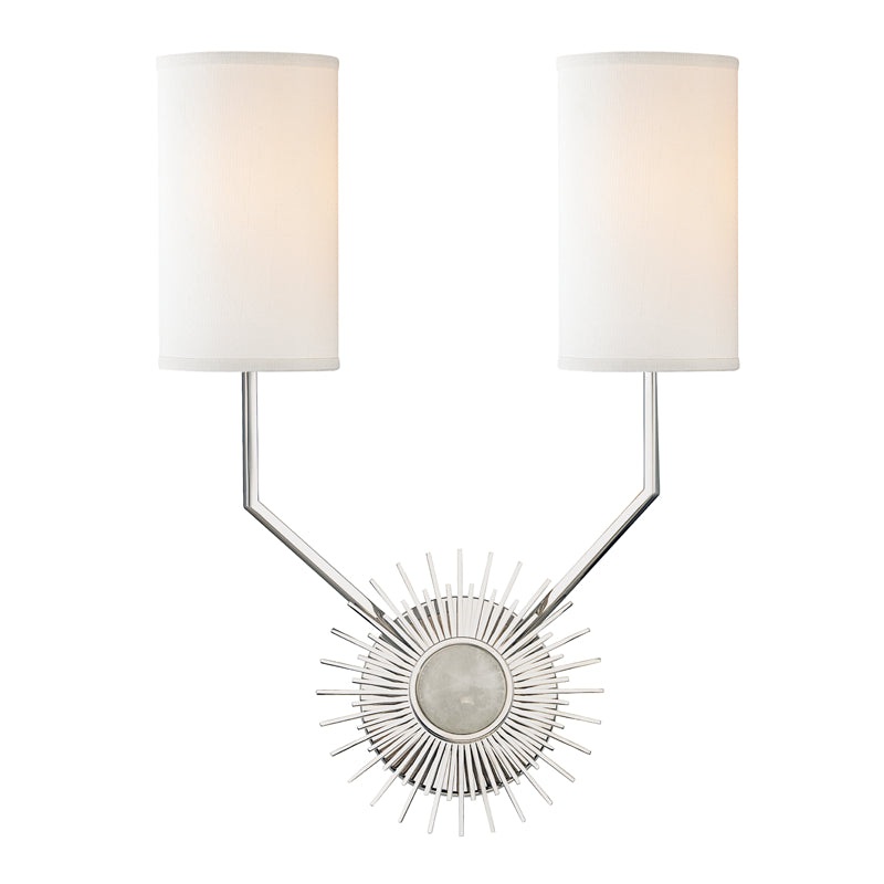 Two Light Wall Sconce from the Borland Collection in Polished Nickel Finish by Hudson Valley