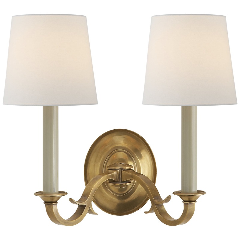 Two Light Wall Sconce from the Channing Collection in Hand-Rubbed Antique Brass Finish by Visual Comfort Signature