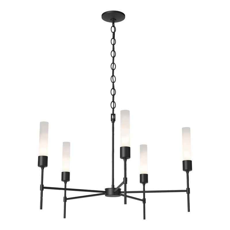 Vela 5-Arm Chandelier Black Frosted Glass (FD)