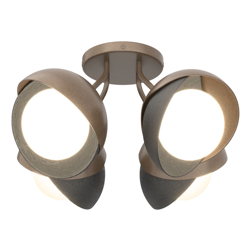 Brooklyn 4-Light Double Shade Semi-Flush Bronze Black