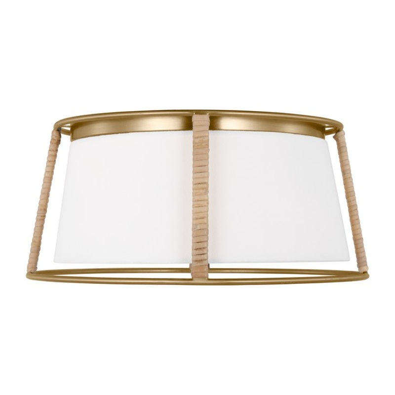 Ceiling Light Cortes Flushmount Medium 2 Lamp Satin Brass White Linen