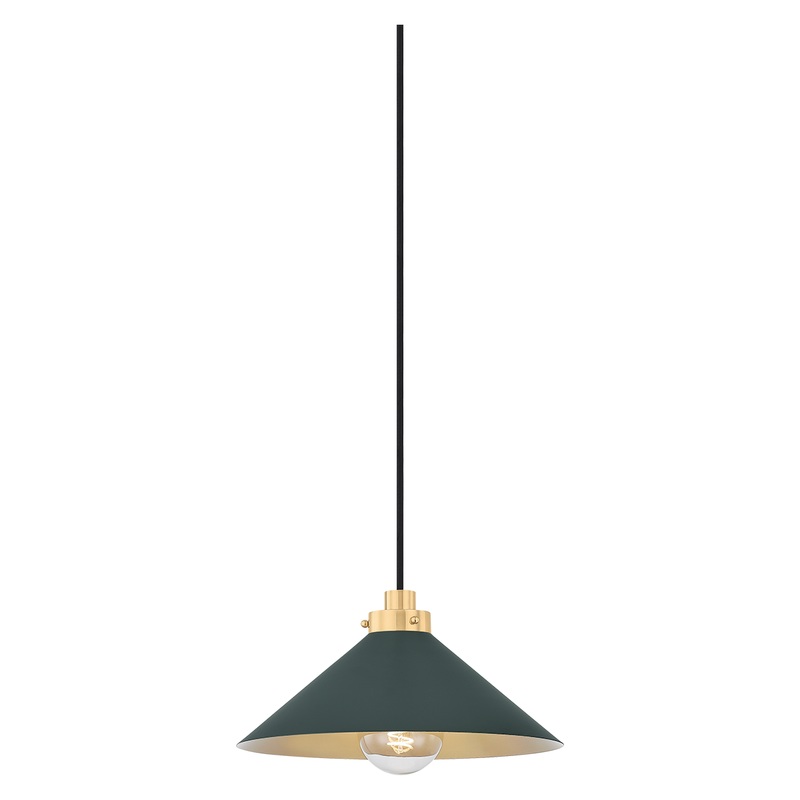 Clivedon 1-Light Pendant Aged Brass/Soft Studio Green