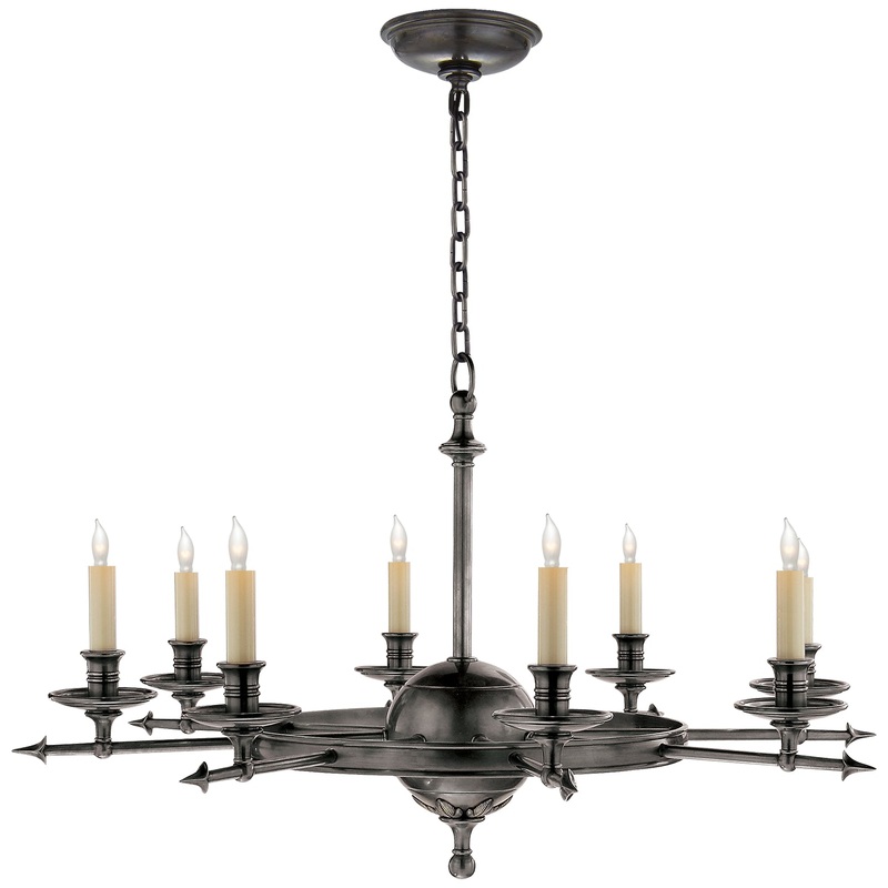 Eight Light Chandelier from the Leaf And Arrow Collection in Bronze Finish by Visual Comfort Signature