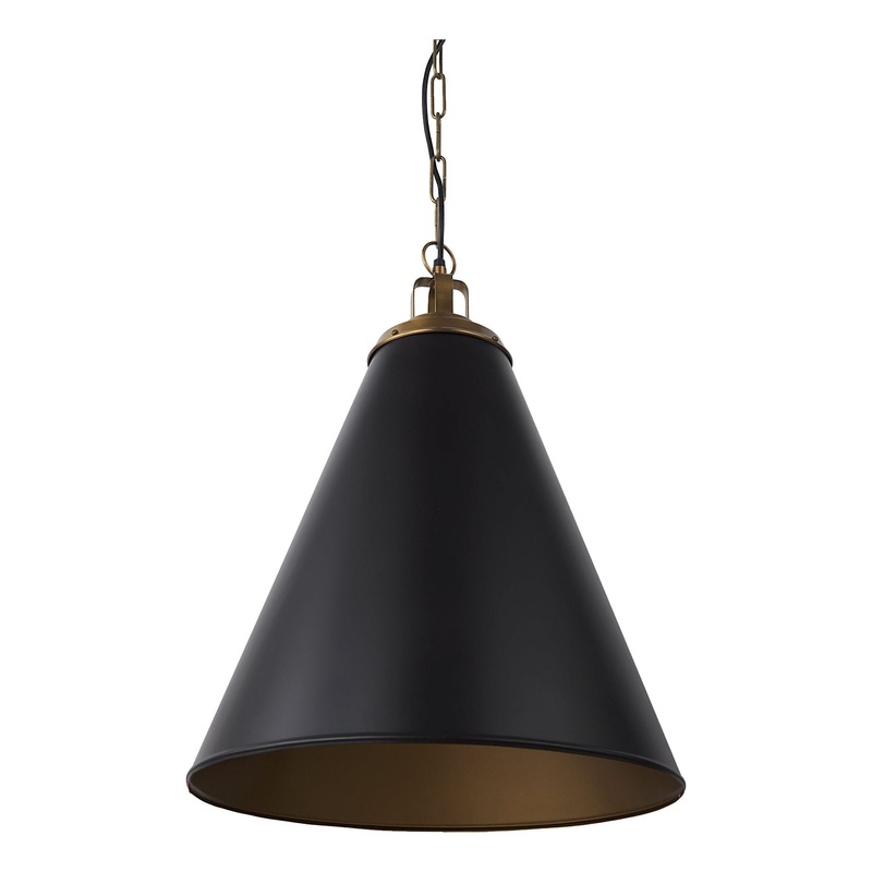 Fenton Pendant Black Shade | Gold Metal