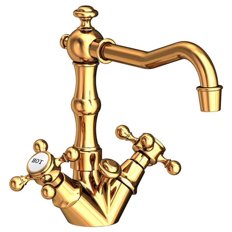 Lavatory Faucet Chesterfield 2 Cross ADA Polished Gold PVD 1.2 Gallons per Minute Brass Spout Height 5-1/4 Inch