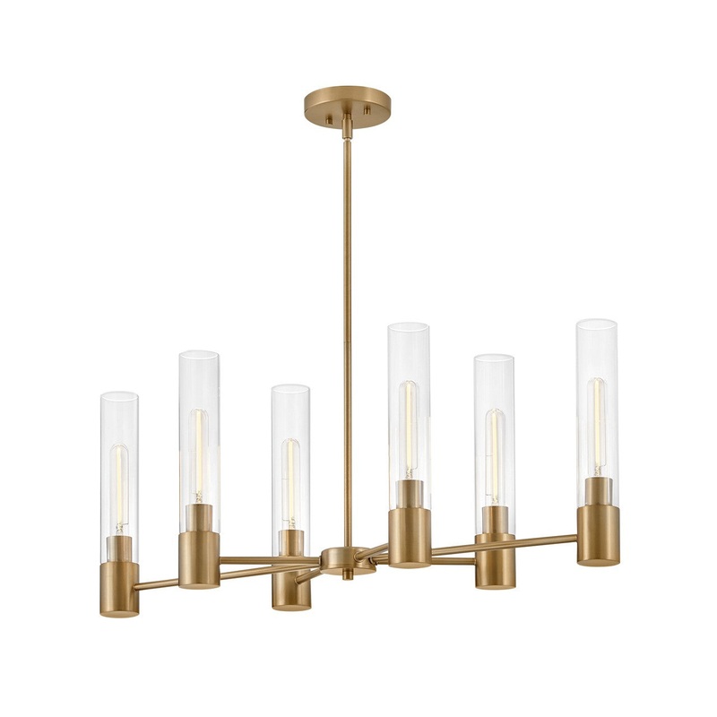 LED Linear Chandelier from the Shea Collection in Lacquered Brass Finish by Lark