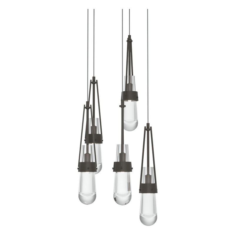 Link 5-Light Clear Glass Pendant Dark Smoke