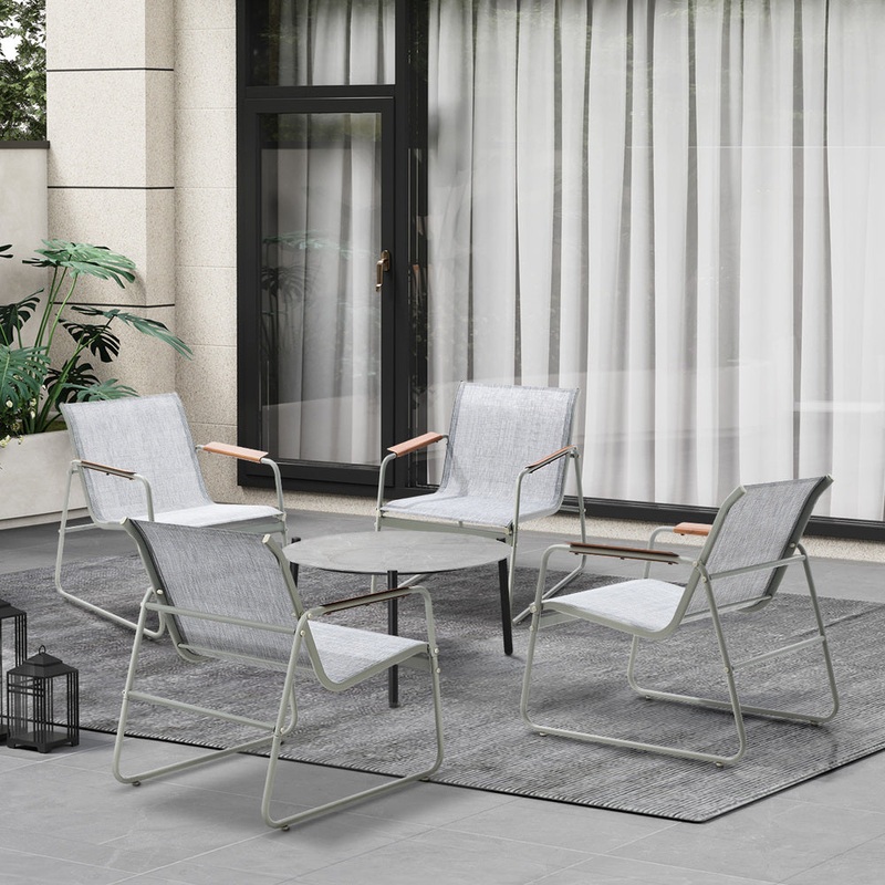 Livsip Outdoor Patio Set 70cm Round Table and 4x Chairs