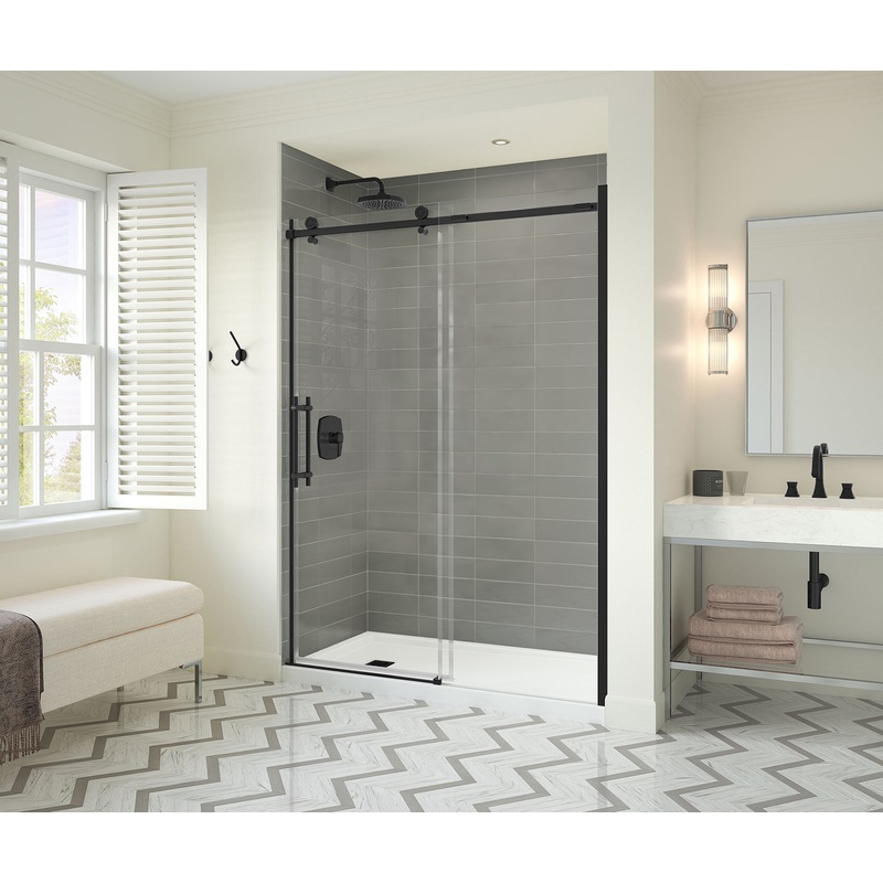 MAAX 137420-900-340-000 Odyssey SC 57-59  x 78in. 8 mm Sliding Shower Door for Alcove Installation with Clear glass in Matte Black