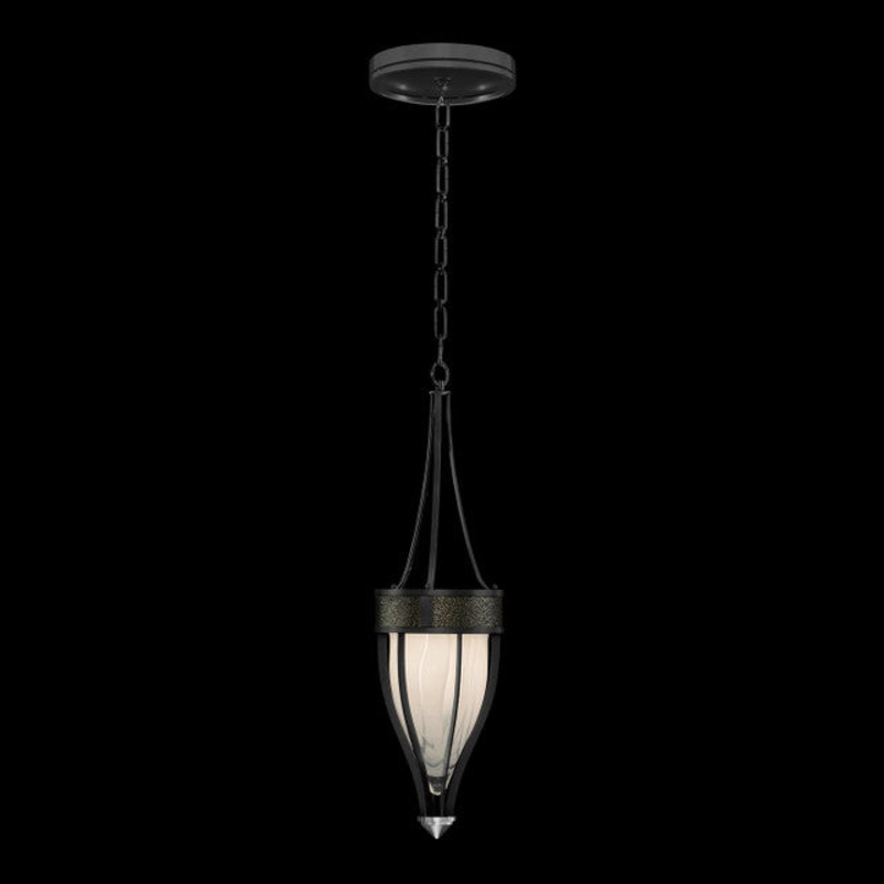 Mirage 7.5″W Round Pendant Black Iron/Nickel/Black Knight
