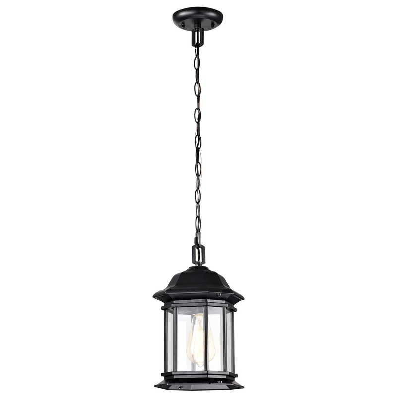 One Light Outdoor Hanging Lantern from the Hopkins Collection in Matte Black Finish by Nuvo Lighting