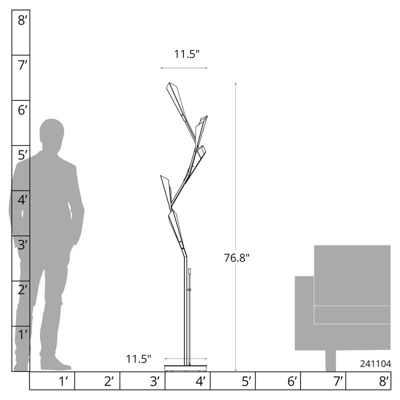 Quill Torchiere Sterling Modern Brass