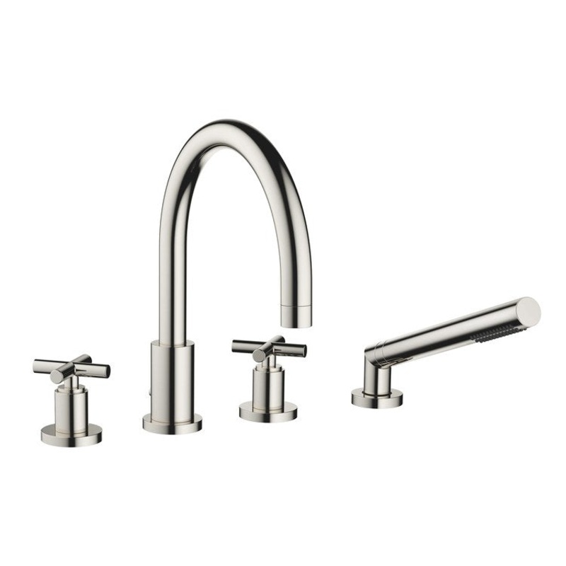 Tub Filler TARA Mixer for Deck Mount with Handshower 2 Cross Platinum
