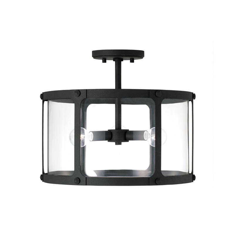 Capital Lighting 244931BI Brennen 3 Light Semi-Flush Black Iron