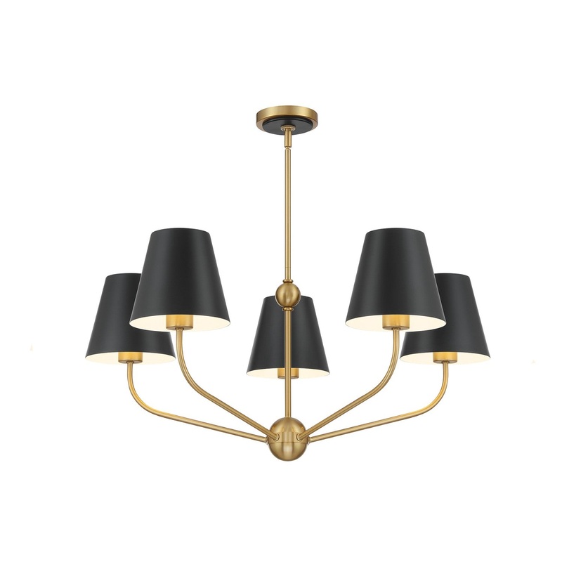 Five Light Chandelier from the Xavier Collection in Vibrant Gold/Matte Black Finish by Crystorama