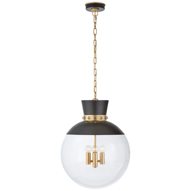 Four Light Pendant from the Lucia Collection in Matte Black And Gild Finish by Visual Comfort Signature