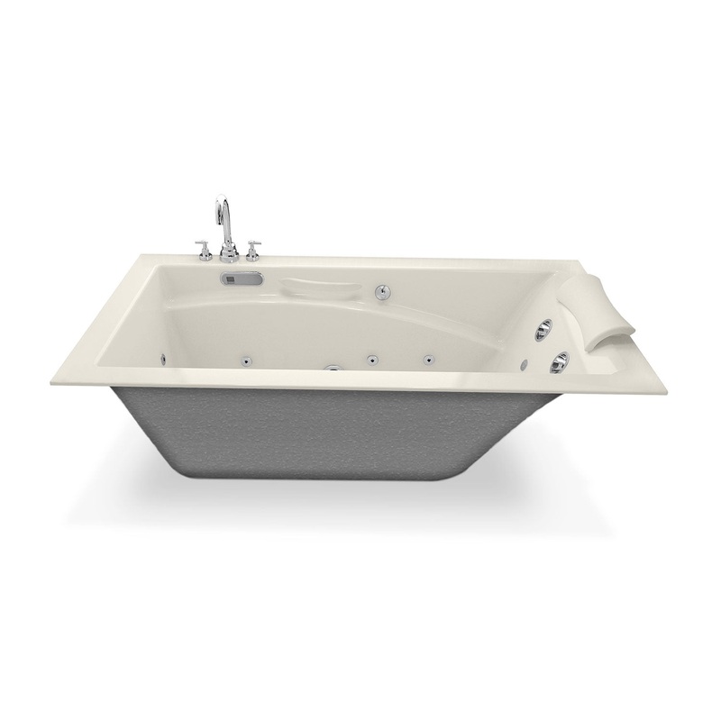 MAAX 101265-R-056-007 Optik 6032 Acrylic Alcove Right-Hand Drain Combined Hydrofeel & Aerofeel Bathtub in Biscuit