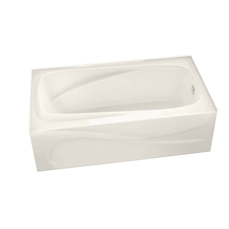 MAAX 105231-L-091-007 Santorini 60 x 32 Acrylic Alcove Left-Hand Drain 10 Microjets Bathtub in Biscuit
