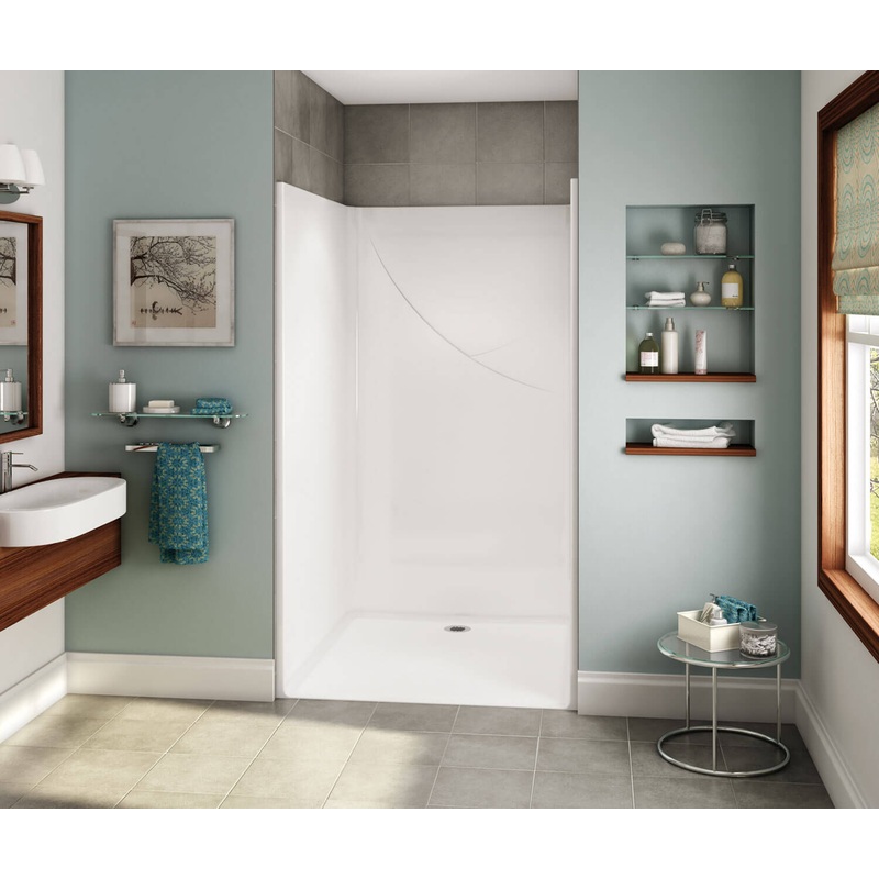 MAAX 106083-000-002-129 OPS-4248-RS – Base Model AcrylX Alcove Center Drain One-Piece Shower in White