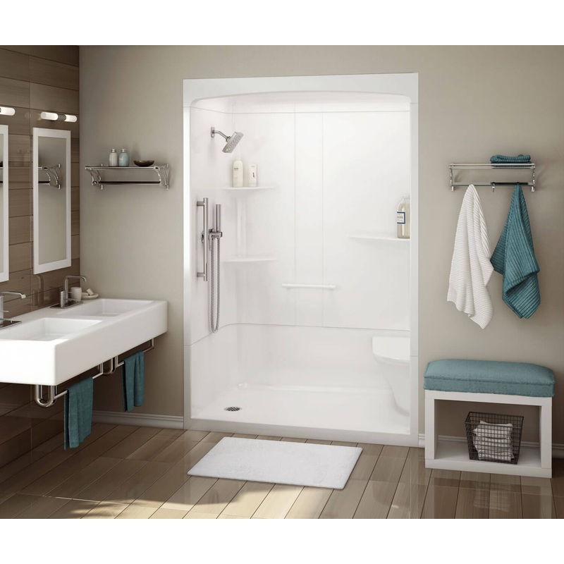 MAAX 107002-SRC-000-001 ALLIA SHR-6034 Acrylic Alcove Center Drain Three-Piece Shower in White