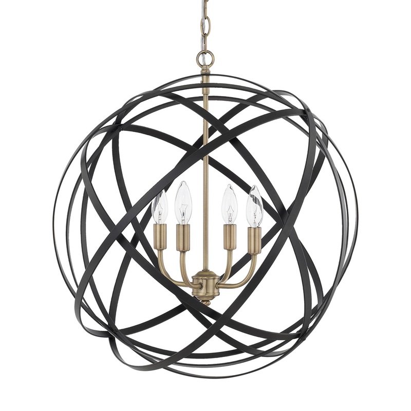 Capital Lighting 4234AB Axis 4 Light Pendant Aged Brass and Black