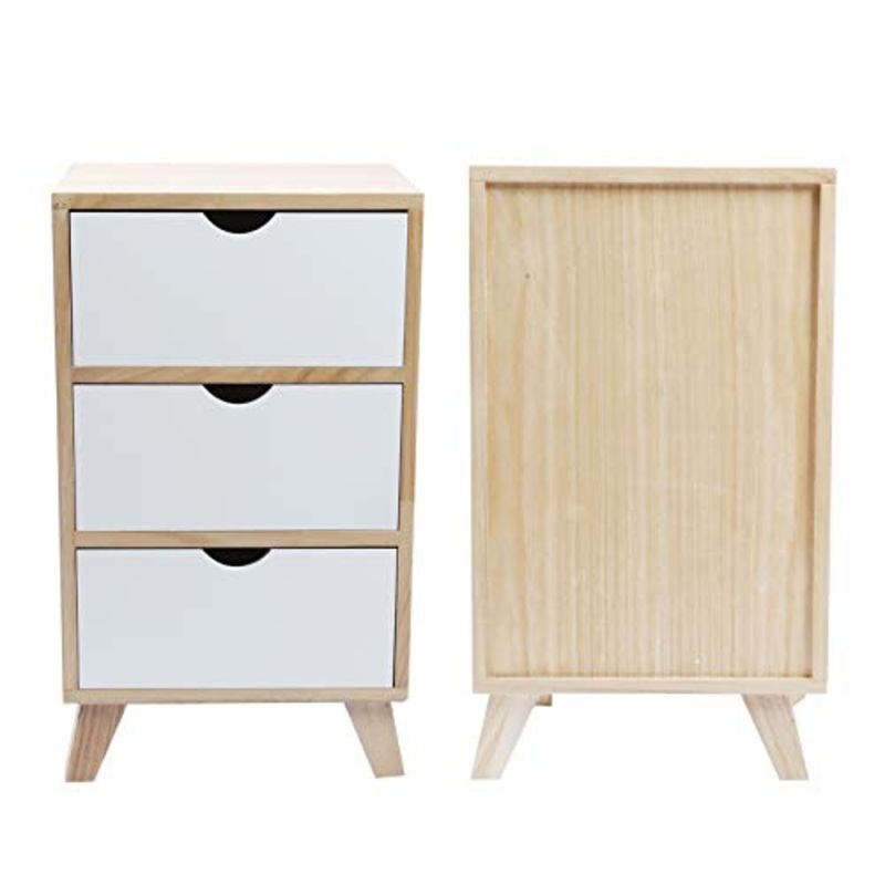 Dsrgwe Comodini Casalingino Comodino con 3 Cassetti Tavolo Notturno Facile Indtallazione per Camera da Letto Indoor