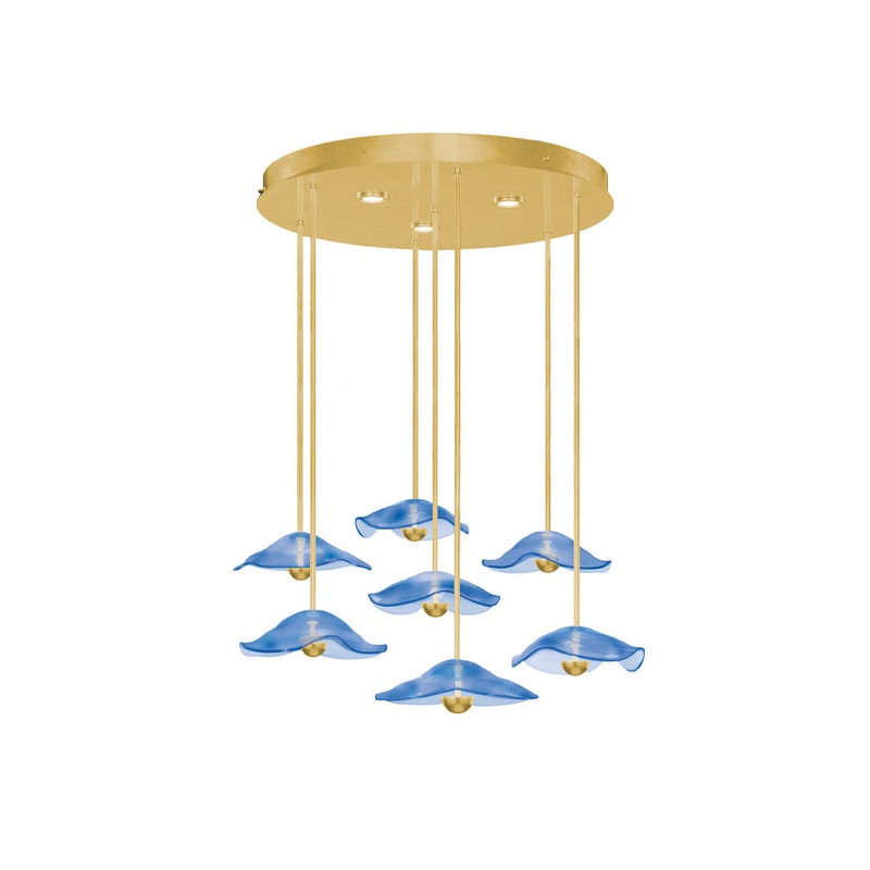 Embark 43″W Round Pendant Gold Leaf/Blue