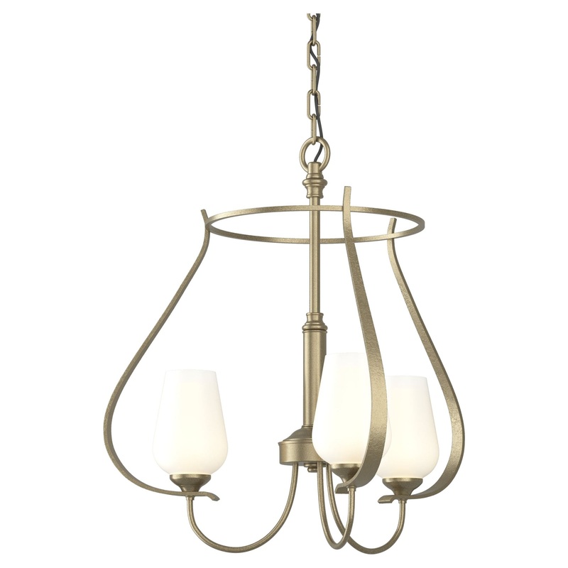 Flora 3-Arm Chandelier Soft Gold Opal Glass (GG)